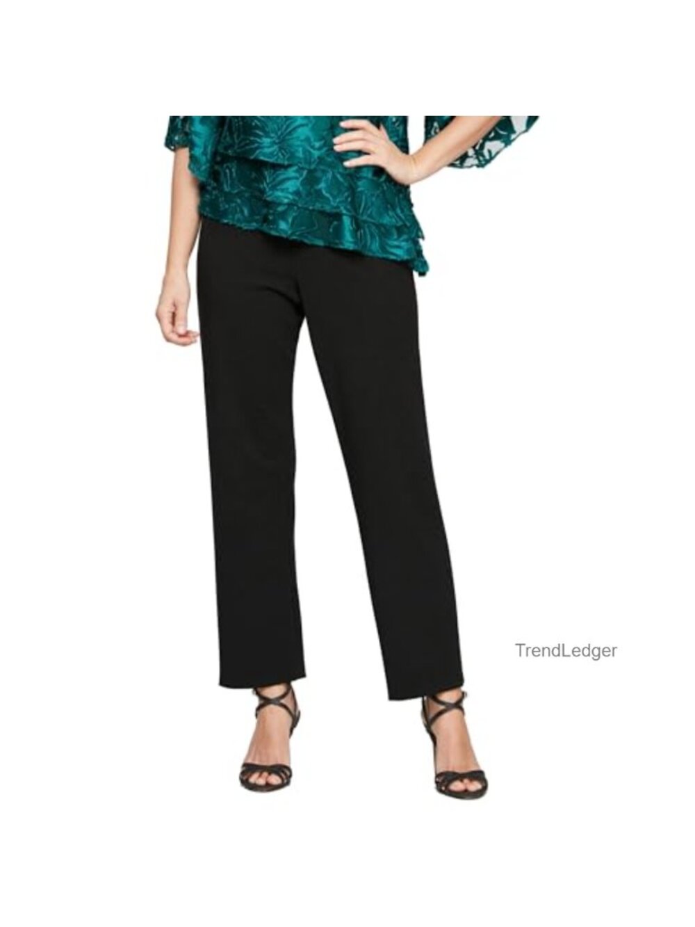 Straight Leg Dress Pants Stretch Crepe Elastic Waist Pull On
